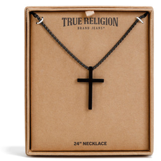 Thumbnail 1: True Religion Men's Scripted Bible Verse Cross Necklace 