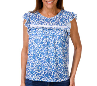 Thumbnail 1: BUNULU Women's French Flutter Sleeve Top 
