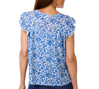 Thumbnail 3: BUNULU Women's French Flutter Sleeve Top 