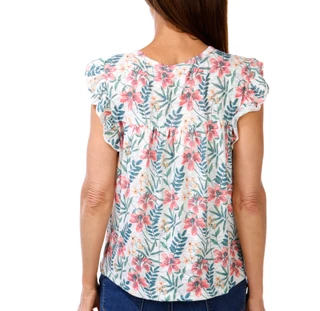 Thumbnail 2: BUNULU Women's French Flutter Sleeve Top 