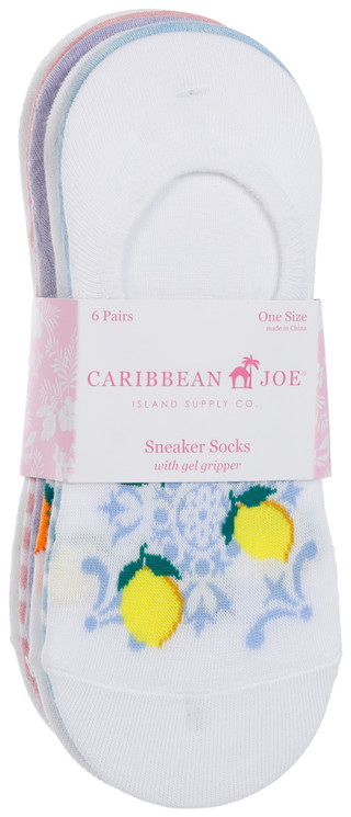 Thumbnail 1: Caribbean Joe Women's 6 Pk No Show Sneaker Socks 