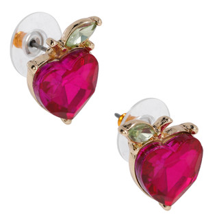 Thumbnail 3: Betsey Johnson Women's Heart Apple Stud Earrings 