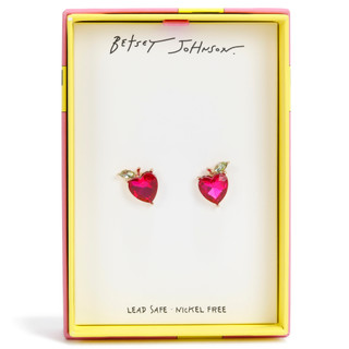 Thumbnail 1: Betsey Johnson Women's Heart Apple Stud Earrings 