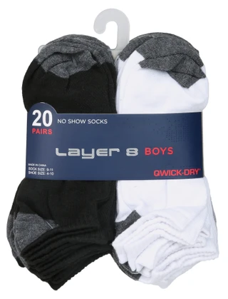 Thumbnail 1: Layer 8 Boy's 20 Pk No Show Socks 