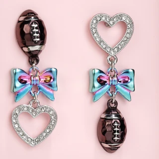 Thumbnail 3: Betsey Johnson Women's Football Heart Drop Earrings 