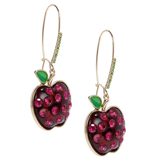 Thumbnail 3: Betsey Johnson Women's Crystal Apple Drop Earrings 