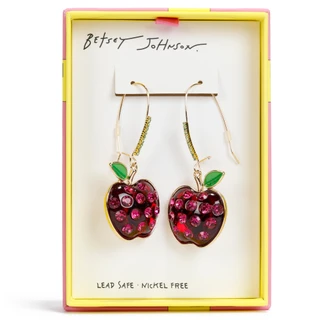 Thumbnail 1: Betsey Johnson Women's Crystal Apple Drop Earrings 