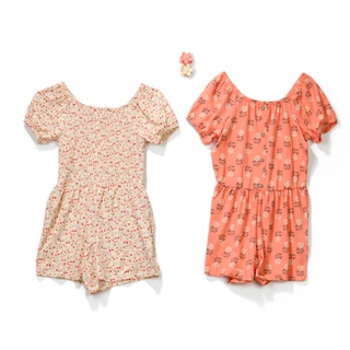 Thumbnail 1: B TWEEN Big Girl's 2 Pk Short Sleeve Floral Romper Set 