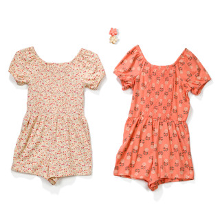 Thumbnail 2: B TWEEN Big Girl's 2 Pk Short Sleeve Floral Romper Set 