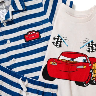 Thumbnail 2: Mickey Mouse Toddler Boy's 3 Pc Graphic Stripe Tee Short Set 