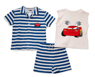 Thumbnail 1: Mickey Mouse Toddler Boy's 3 Pc Graphic Stripe Tee Short Set 