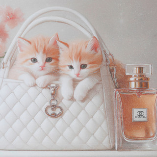 Thumbnail 2: Wynwood Studio 24x16 Glitter Kittens in Purse Wall Art 