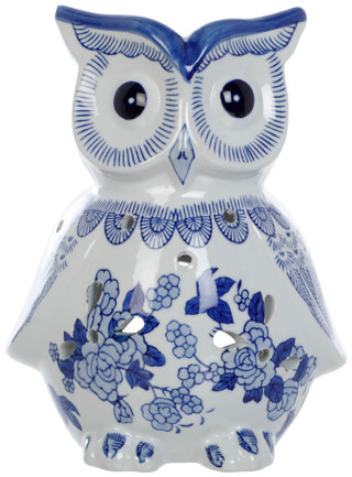 Thumbnail 1: THREE HANDS CORP. Chinoiserie Owl Candle Holder 