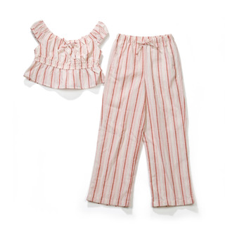 Thumbnail 1: No Comment Big Girl's 2 Pc Linen Peplum Top Elastic Pant 