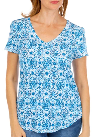 Thumbnail 1: Blue Sol Women's Short Sleeve V-Neck Top 