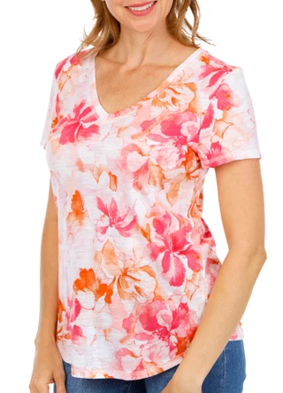 Thumbnail 1: Blue Sol Women's Short Sleeve V-Neck Top 