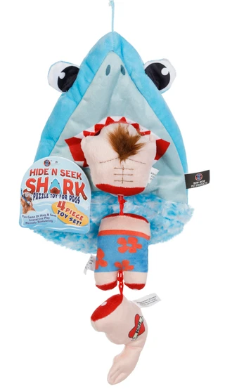 Thumbnail 1: Bow Wow Pet 4 Pc Hide 'N Seek Shark Pet Toy Set 