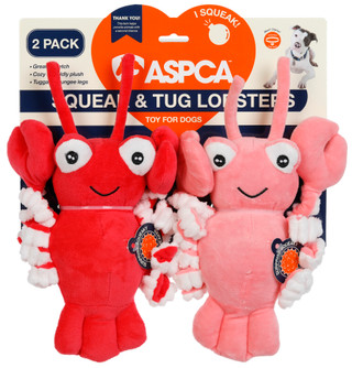 Thumbnail 1: ASPCA 2 Pk Squeak & Tug Lobster Dog Toys 