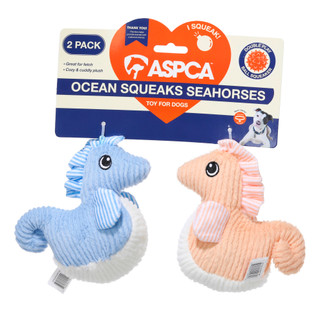 Thumbnail 1: ASPCA 2 Pk Ocean Squeaks Seahorse Dog Toys 