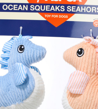 Thumbnail 2: ASPCA 2 Pk Ocean Squeaks Seahorse Dog Toys 