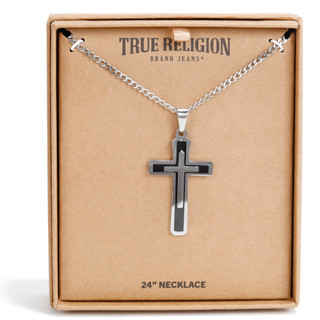 Thumbnail 1: True Religion Men's Two-Tone Cross Necklace  