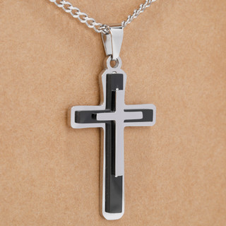 Thumbnail 2: True Religion Men's Two-Tone Cross Necklace  
