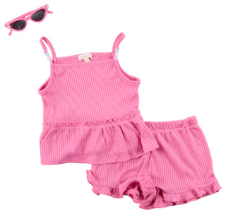 Thumbnail 1: B TWEEN Little Girls 3 Pc Ribbed Knit Tank Short Set 