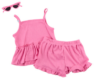 Thumbnail 2: B TWEEN Little Girls 3 Pc Ribbed Knit Tank Short Set 