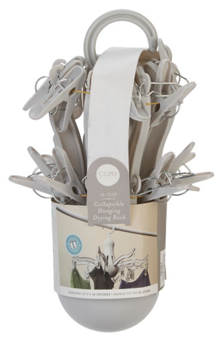 Thumbnail 1: CORE HOME Collapsible Hanging Drying Rack w/ 16 Clips 