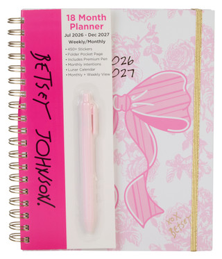Thumbnail 1: Betsey Johnson Pink Floral & Bow 18 Month Planner w/ Pen 