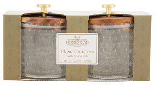 Thumbnail 1: Homestead Kitchen 2 Pk Glass Canisters w/ Acacia Lids 