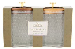 Thumbnail 1: Homestead Kitchen 2 Pk Glass Canisters w/ Acacia Lids 