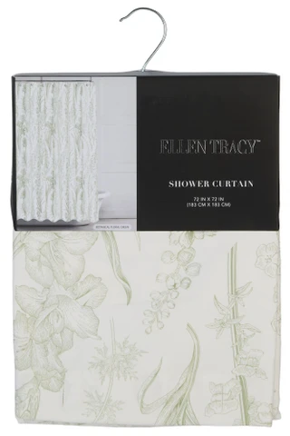 Thumbnail 1: Ellen Tracy 72x72 Botanical Floral Green Shower Curtain 