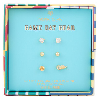 Thumbnail 1: INSPIRED BY YOU 3 Pk Game Day Gold Plated Stud Earrings 