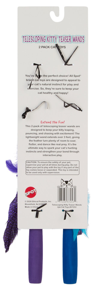 Thumbnail 2: Spot 2 Pk Telescoping Kitty Teaser Wands 