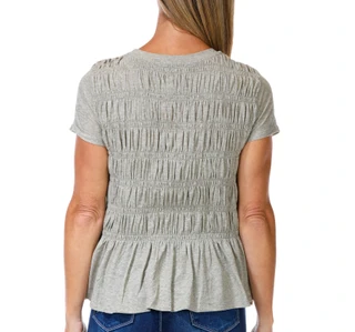 Thumbnail 6: BUNULU Women's Short Sleeve Smocked Peplum Top 