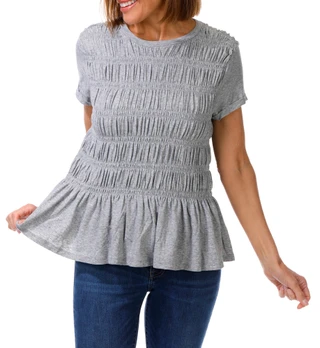 Thumbnail 1: BUNULU Women's Short Sleeve Smocked Peplum Top 