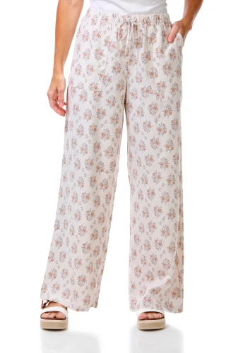Thumbnail 1: Pink Rose Juniors Floral Wide Leg Pants 