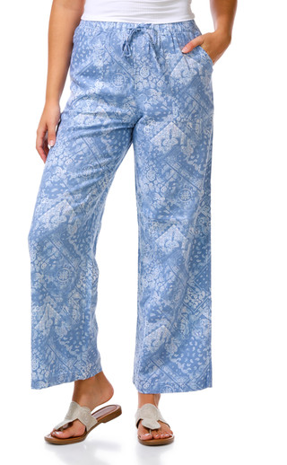 Thumbnail 1: Pink Rose Juniors Floral Print Wide Leg Pants 