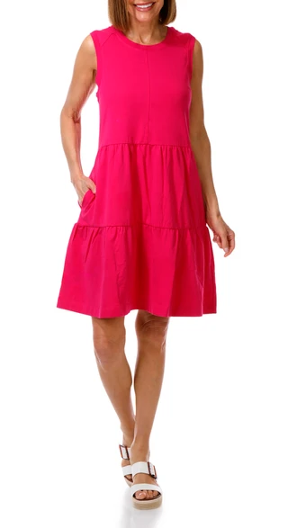 Thumbnail 1: DKNY Sleeveless Knit Tiered A-Line Dress 