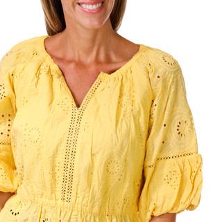 Thumbnail 2: Democracy Women's Eyelet Peplum Top 