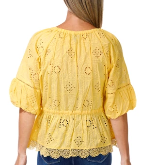 Thumbnail 3: Democracy Women's Eyelet Peplum Top 