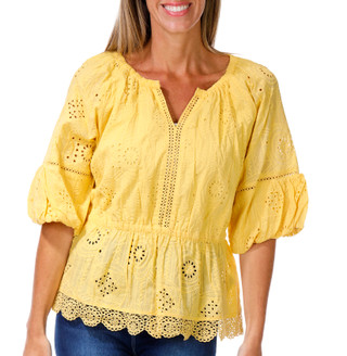 Thumbnail 1: Democracy Women's Eyelet Peplum Top 