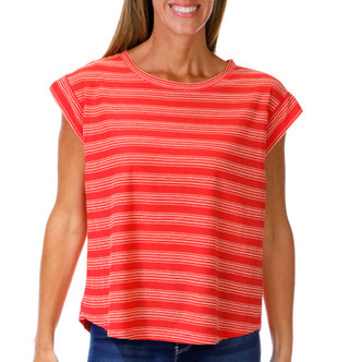 Thumbnail 1: Democracy Women's Embroidered Stripe Cap Sleeve Top 