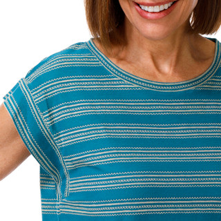Thumbnail 3: Democracy Cap Sleeve Scoop Neck Stripe Knit Top 