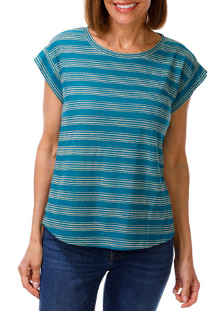 Thumbnail 1: Democracy Cap Sleeve Scoop Neck Stripe Knit Top 