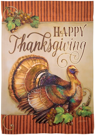 Thumbnail 1: Carson Home Accents Happy Thanksgiving Harvest Flag Home Accent  