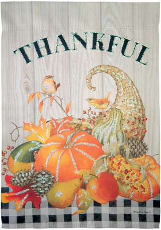 Thumbnail 1: Carson Home Accents Glitter Thankful Harvest Flag Home Accent  