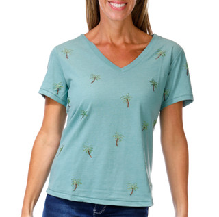 Thumbnail 1: Wild Fox Women's Embellished Palm Tree V-Neck Top 