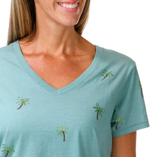 Thumbnail 3: Wild Fox Women's Embellished Palm Tree V-Neck Top 
